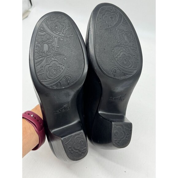 Dansko Womens Pumps Heeled Clogs Loafers Size 10 Black Leather Slip-On Party - Picture 11 of 13